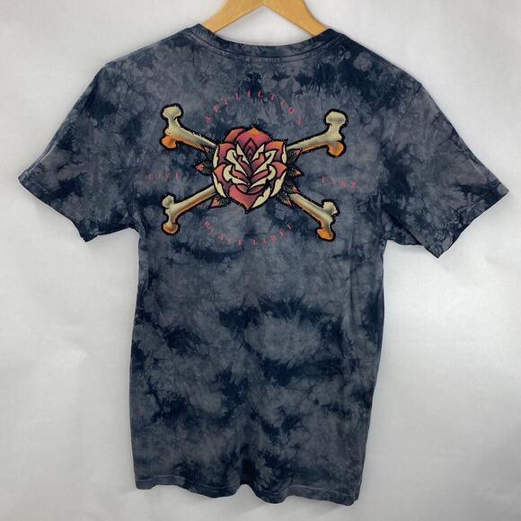 Black Label Affliction Goth Skull Rhinestone Full Print All Over Top Size Small - Picture 5 of 6